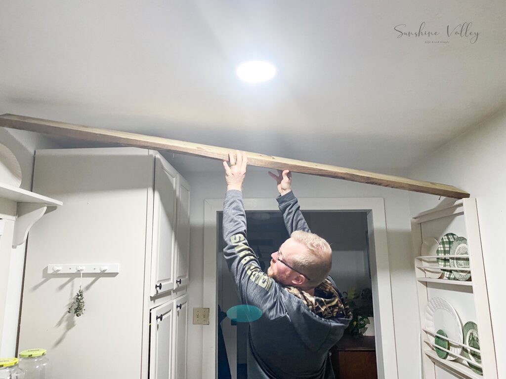 How We Installed Real Wood Faux Beams in the Kitchen 5 Real Wood Faux Beams - Sunshine Valley WV