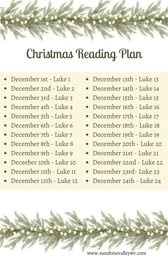 FREE Christmas Bible Reading Plan - The Life of Jesus 6 Christmas Bible Reading Plan - Sunshine Valley WV