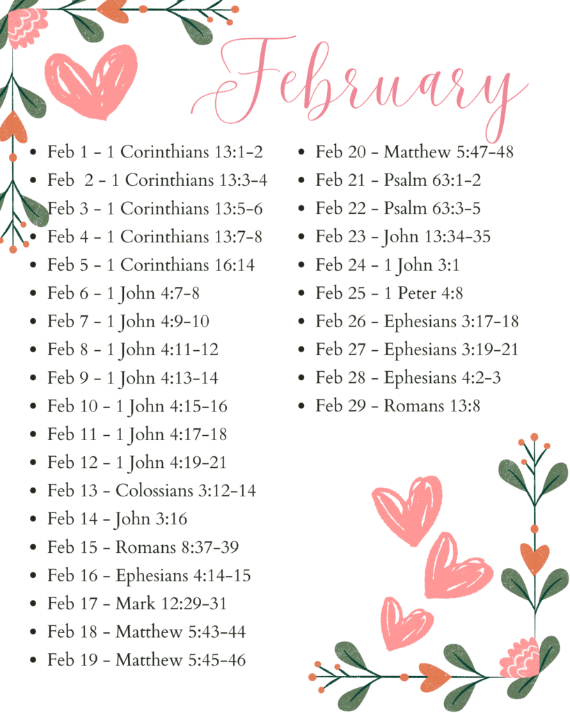 February Scripture Writing Plan - Sunshine Valley WV