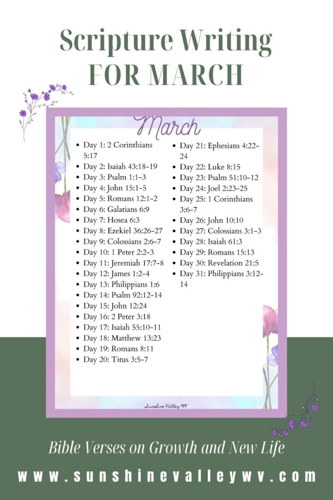 Scripture Writing Plan for March Pinterest Graphic