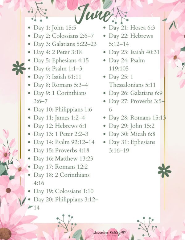 June 2025 Scripture Writing Plan: Cultivating Spiritual Growth ...