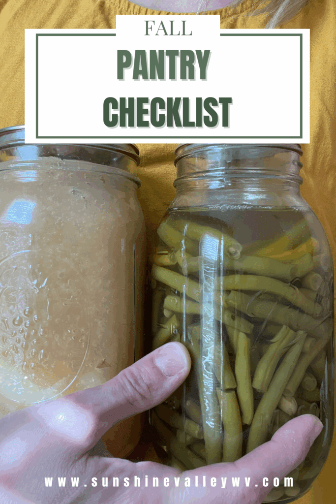 fall pantry checklist - Sunshine Valley WV
