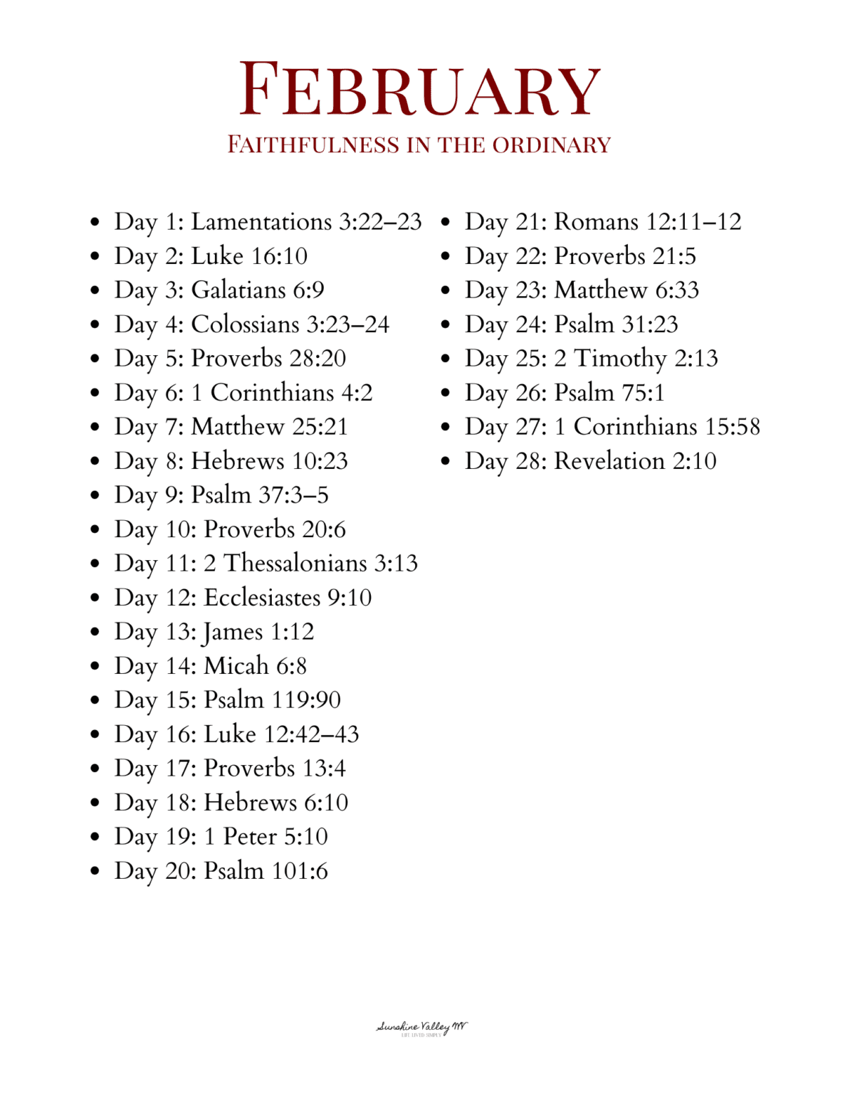 February 2026 Scripture Writing Plan: Faithfulness in the Ordinary ...