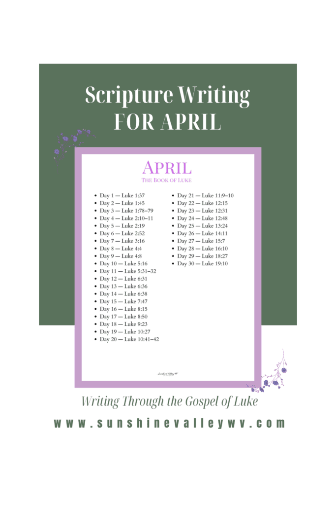 April 2026 Scripture Writing Plan - Sunshine Valley WV