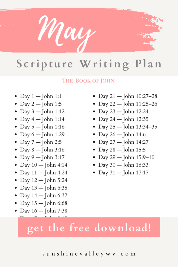May 2026 Scripture Writing Plan - Sunshine Valley WV