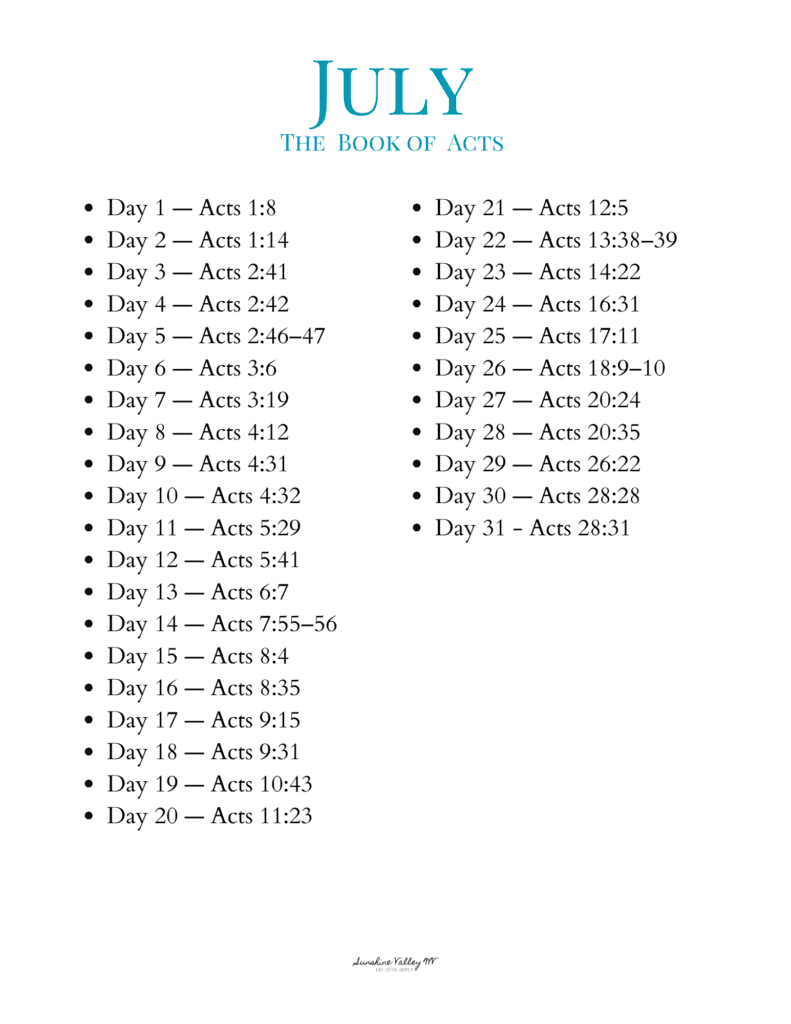 July 2026 scripture writing plan - Sunshine Valley WV