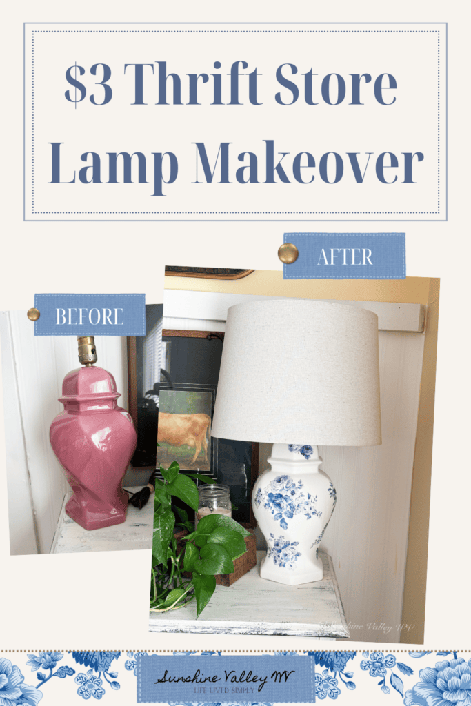 $3 Thrift Store Lamp Makeover With Blue and White Transfers 10 thrift store lamp makeover - Sunshine Valley WV