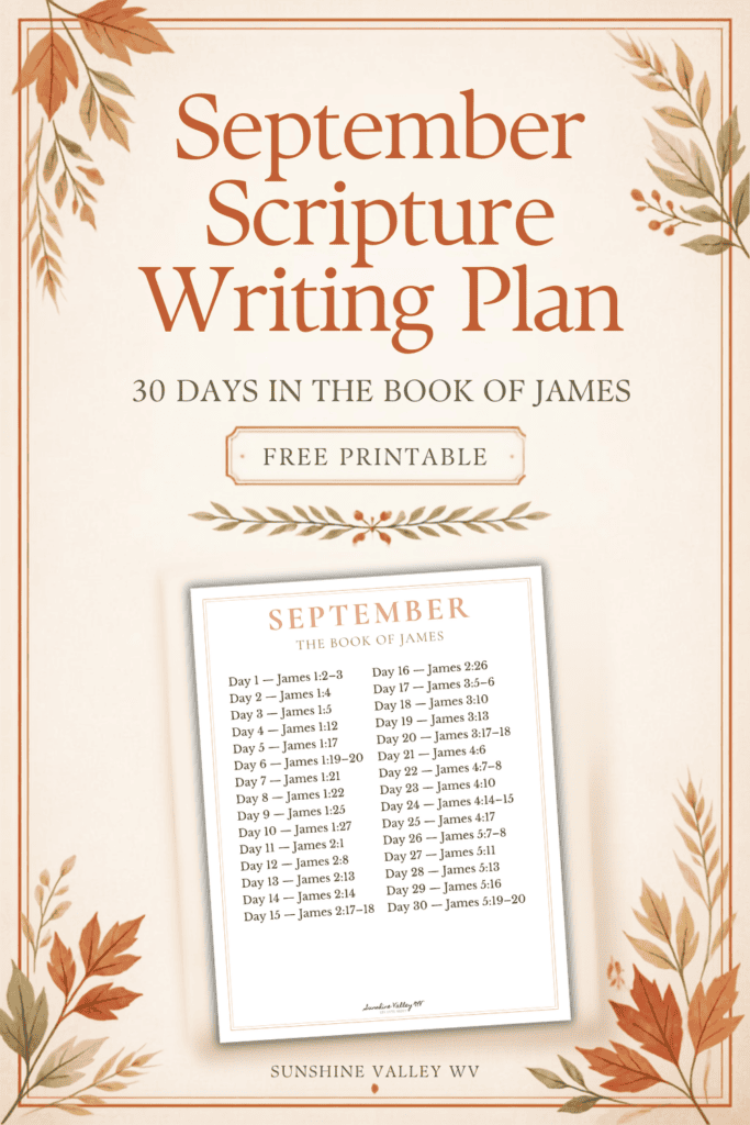 September 2026 Scripture Writing Plan - Sunshine Valley WV