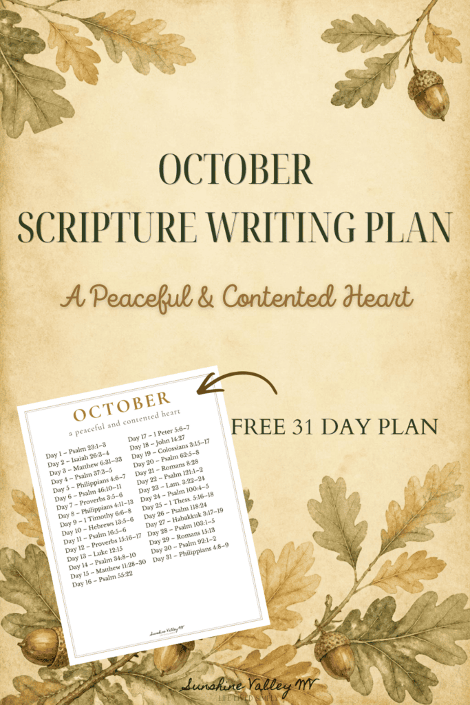 October 2026 Scripture Writing Plan: A Peaceful & Contented Heart 3 October 2026 Scripture Writing Plan - Sunshine Valley WV