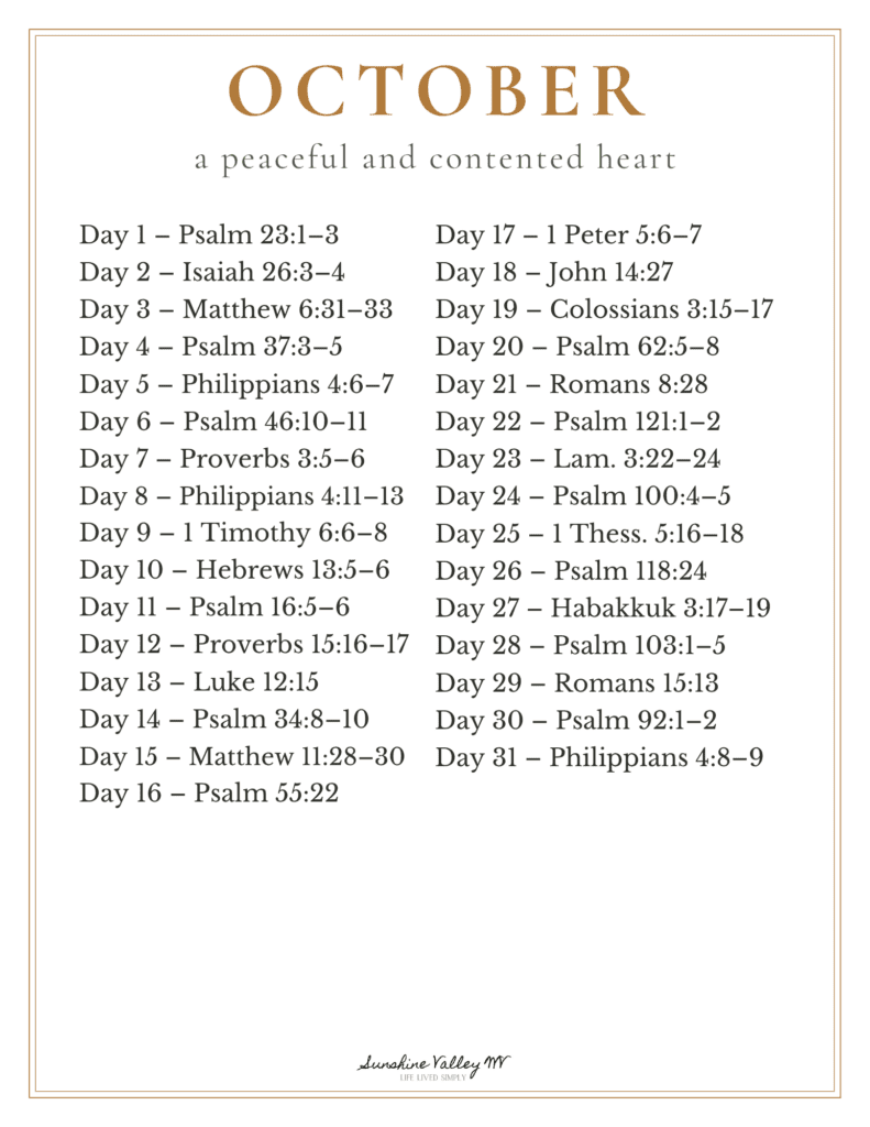 October 2026 Scripture Writing Plan: A Peaceful & Contented Heart 2 October 2026 Scripture Writing Plan