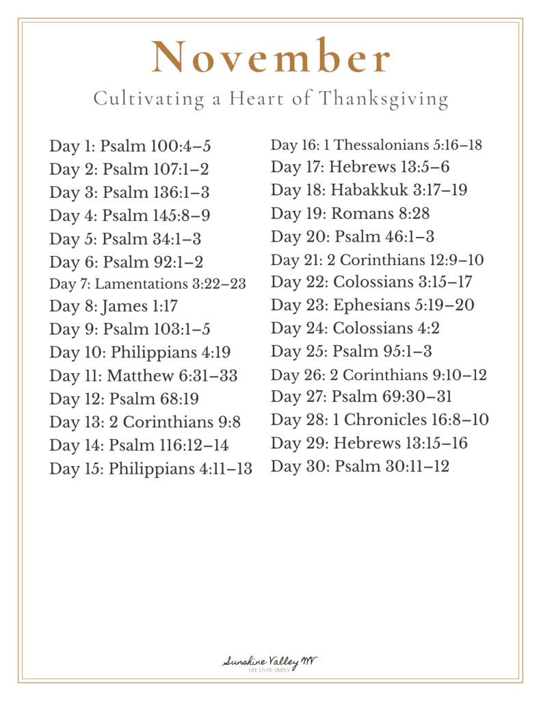 November 2026 Scripture Writing Plan