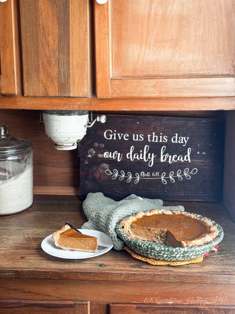 No Refined Sugar Pumpkin Pie 2 No Refined Sugar Pumpkin Pie cooling in a country kitchen